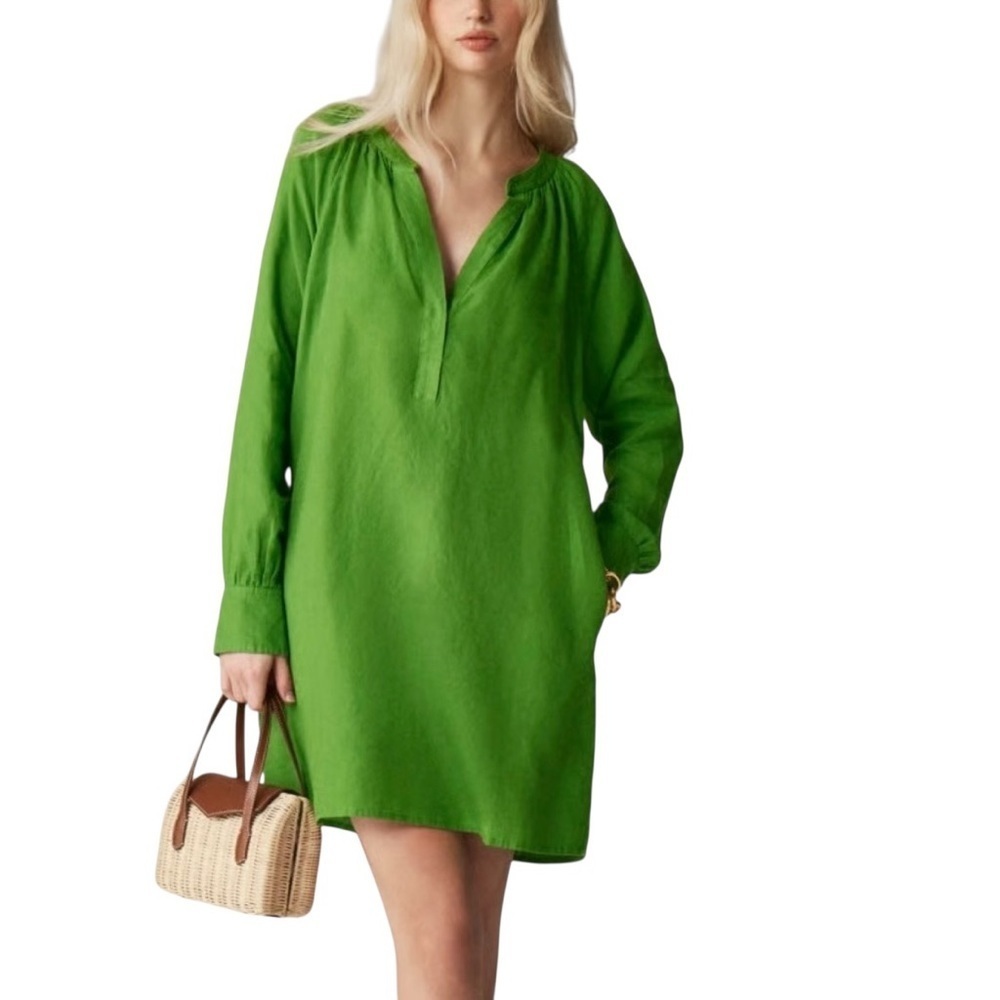 J. Crew Kelly Green Long-Sleeve Mini Dress